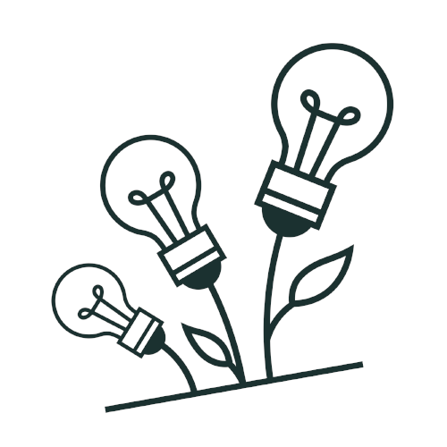 Three lightbulb-headed plants of increasing size doodle